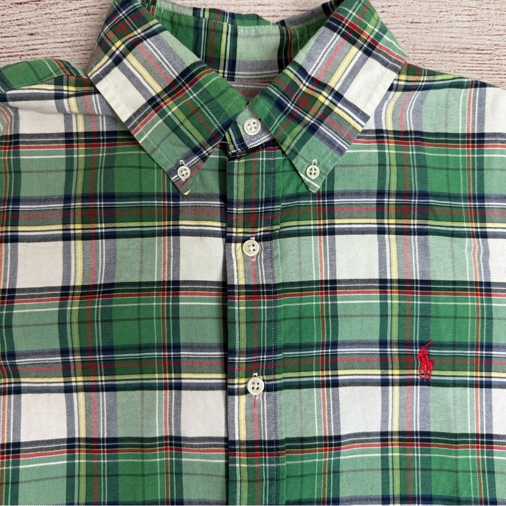 Ralph Lauren Polo Men’s Medium Green Plaid Button-Down Shirt